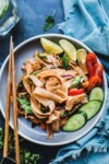 Thai Drunken Noodles are the perfect hangover cure- spicy, saucy and full of bold umami flavor-can be made w/ chicken, shrimp or crispy tofu!