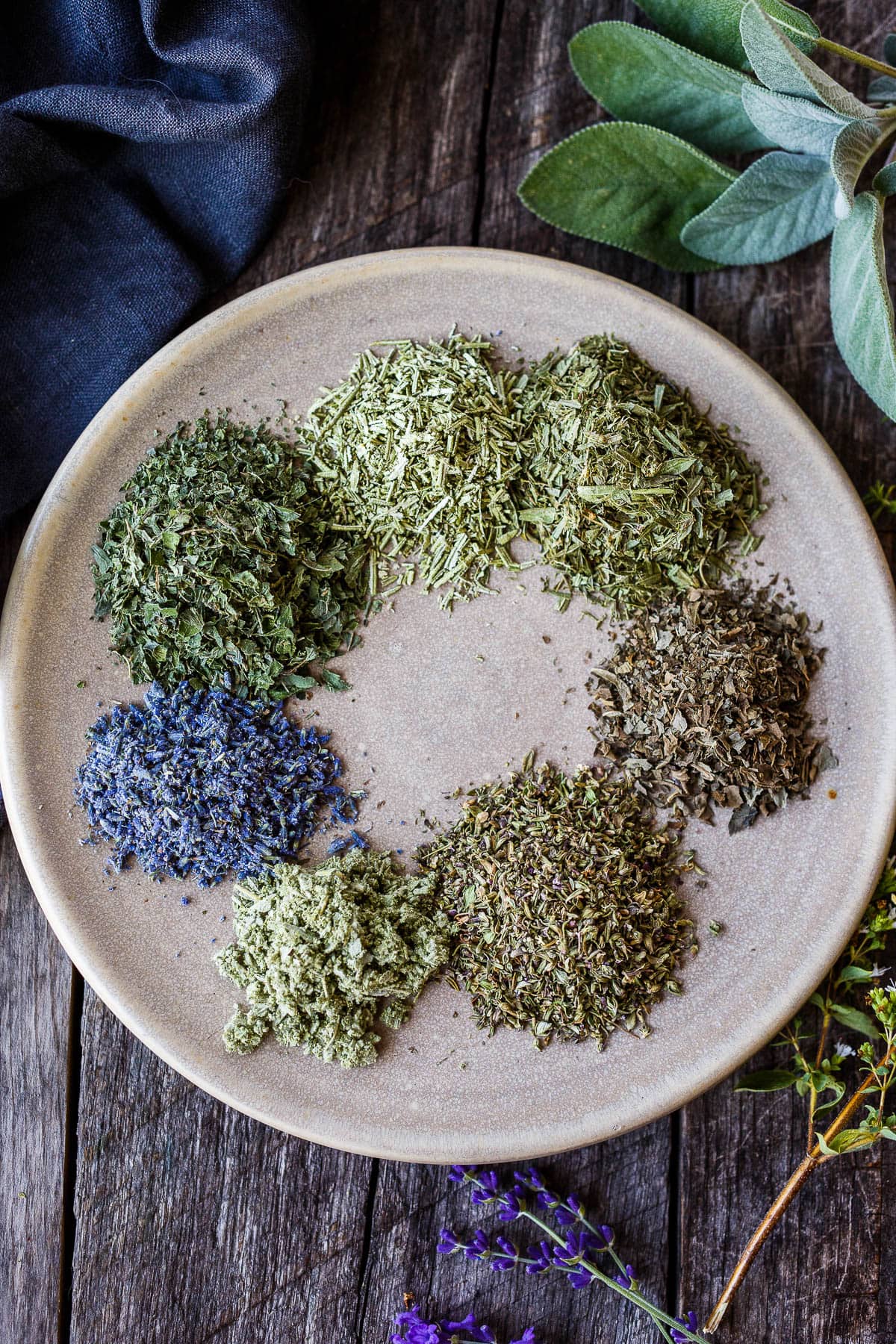 The ground herbs that are featured in the savory blend of herbs de Provence.