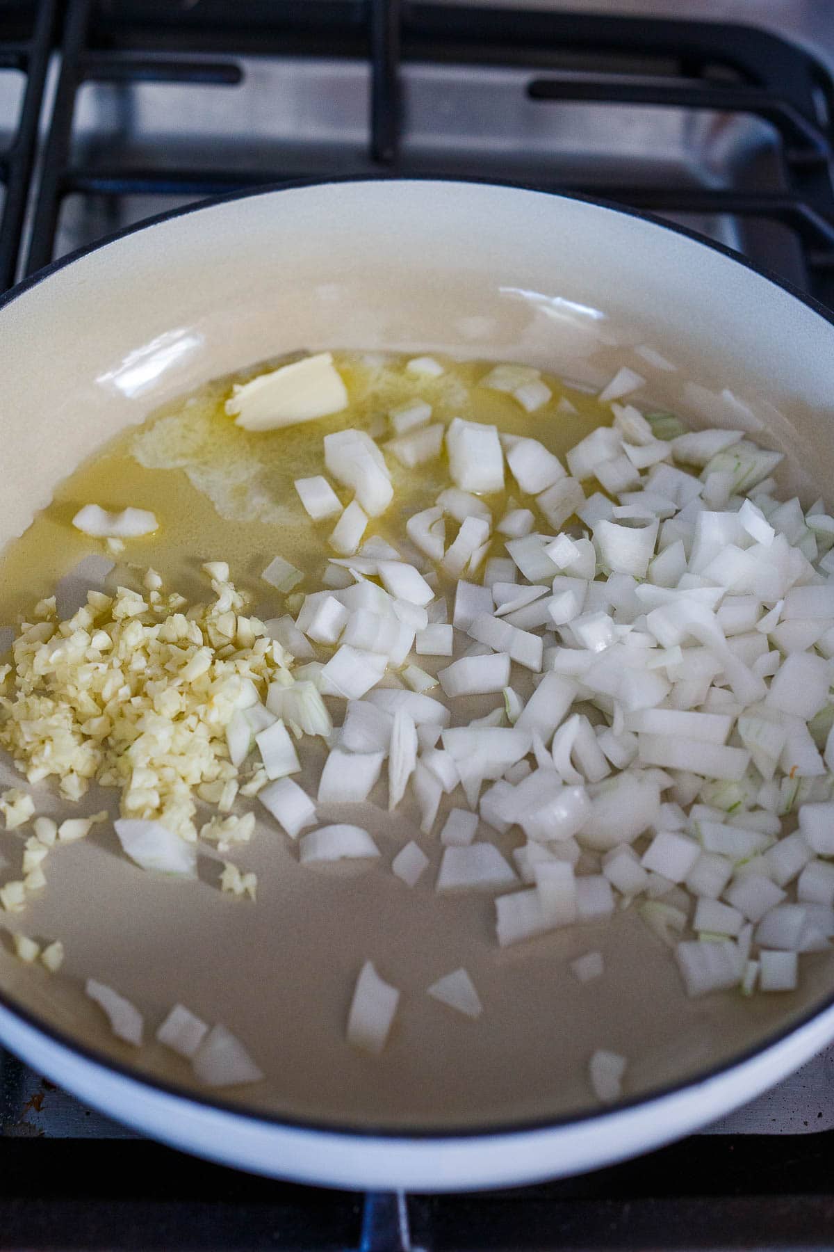 Sautéing onions and garlic.