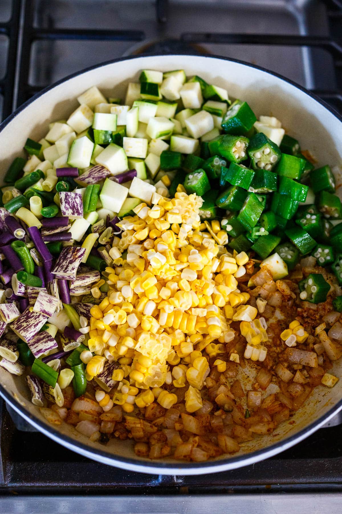 Sautéing the veggies.