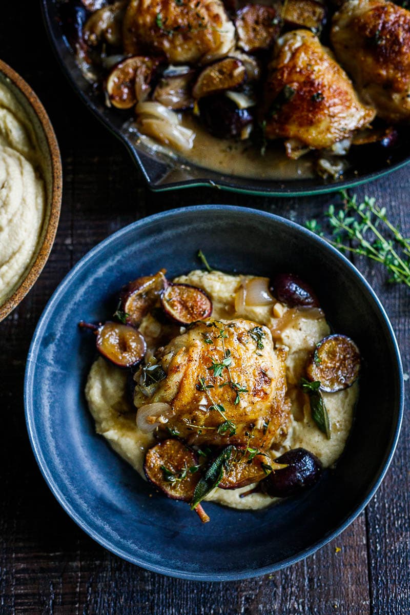 Elegant yet simple, Braised Chicken with Fresh Figs requires only 25 mins of hands on time before baking in the oven. Perfect for entertaining.