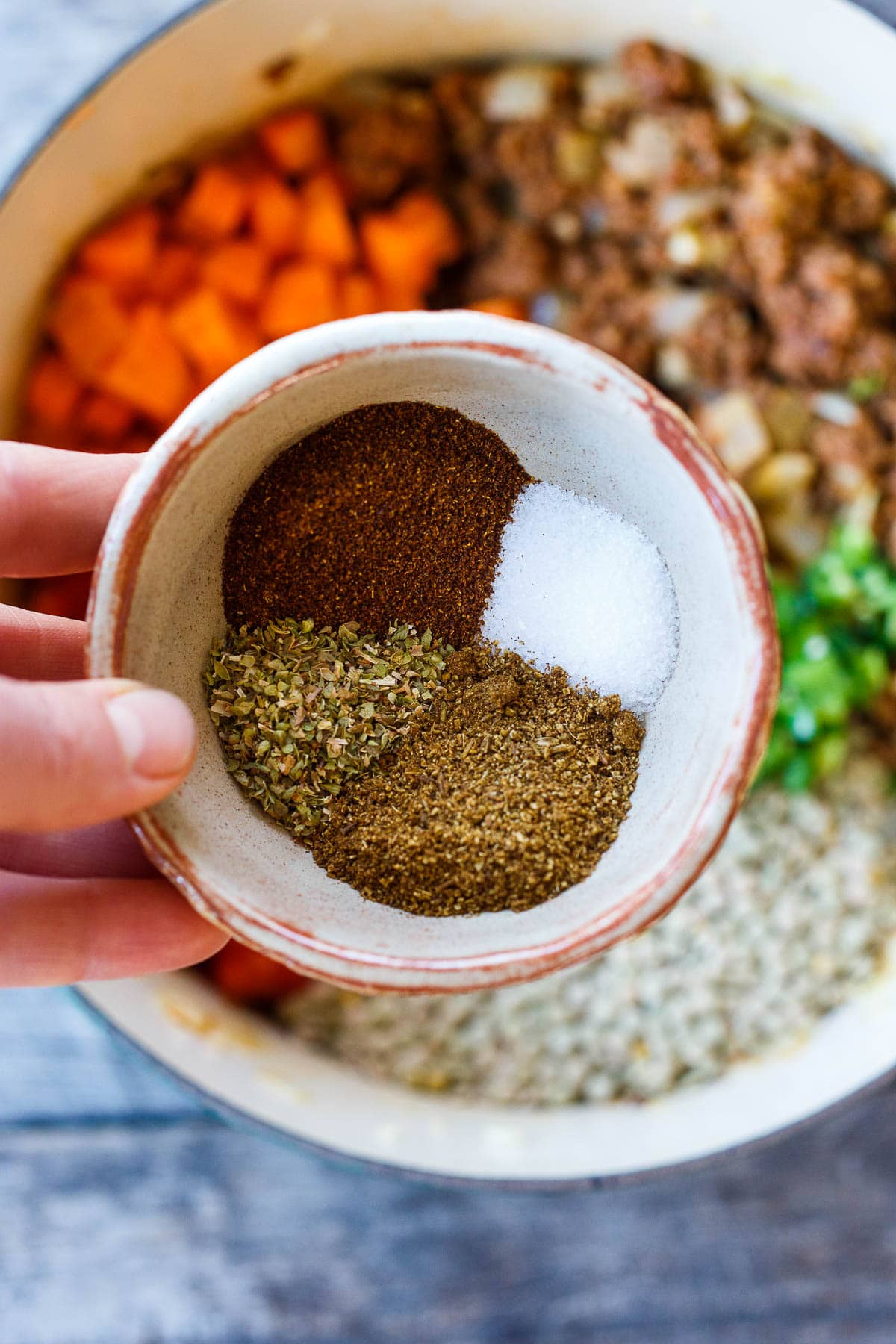 Spices to all to Lentil Chili