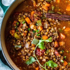 Hearty Lentil Chili Feasting at Home