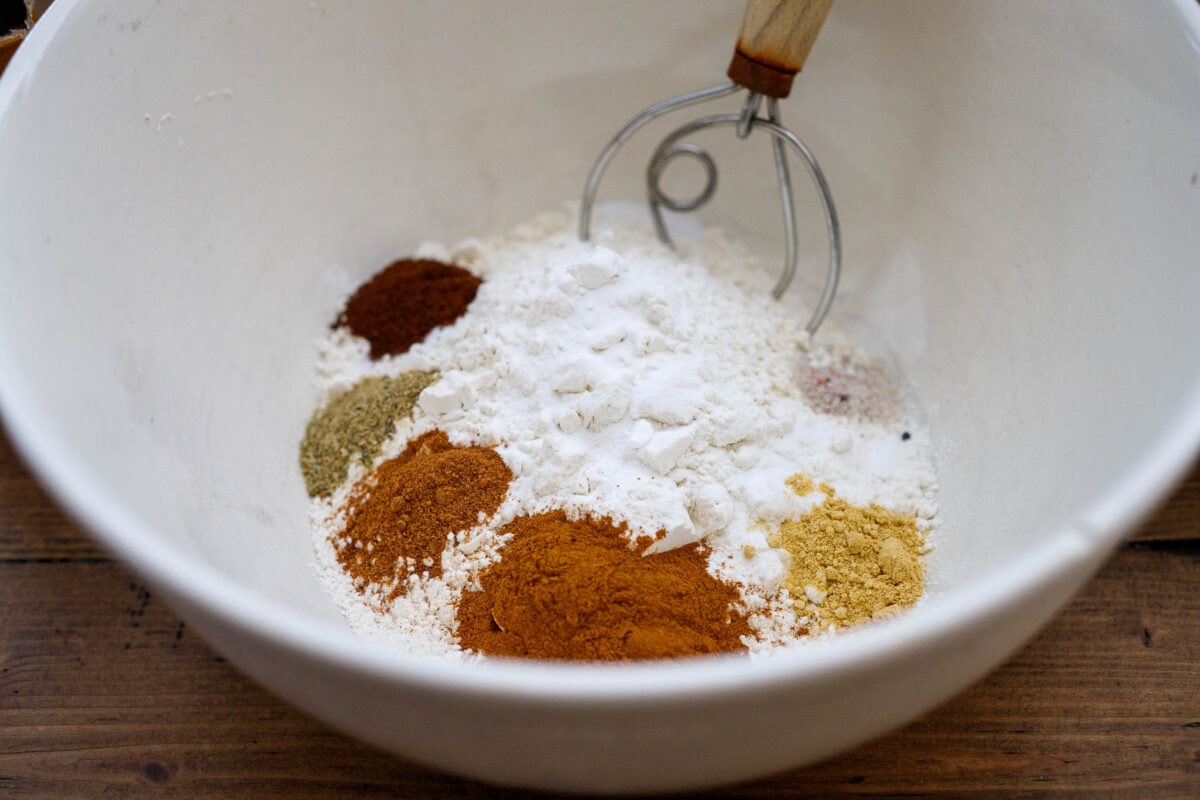 Dry ingredients in a bowl.