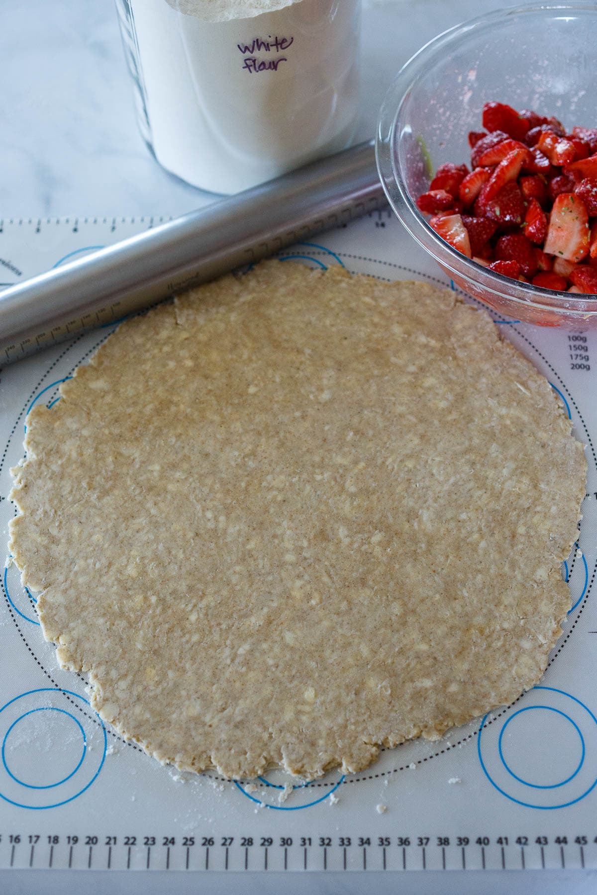 Rolled out galette crust.