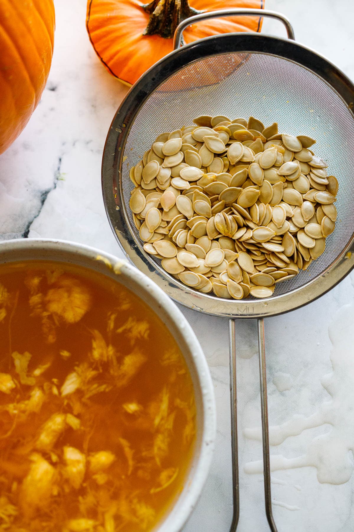 strain the pumpkin seeds