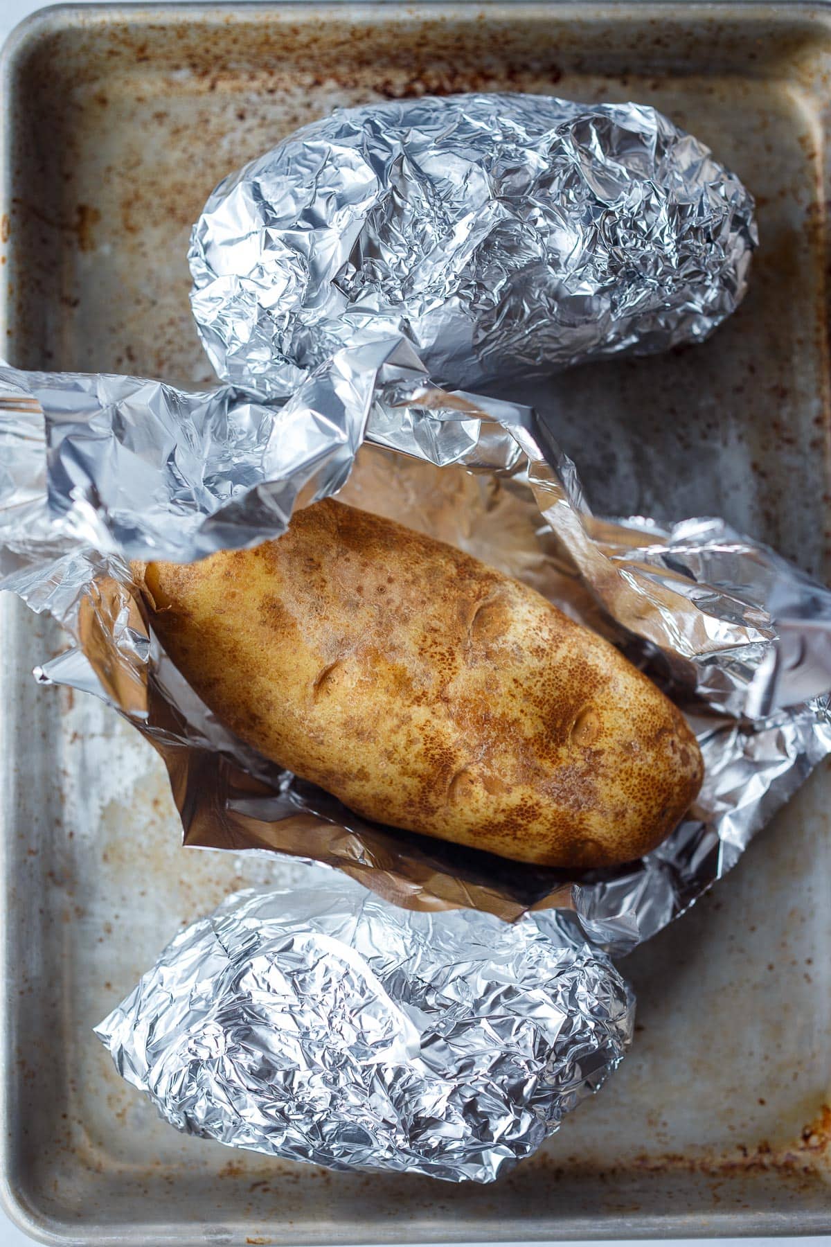 Baking potatoes.