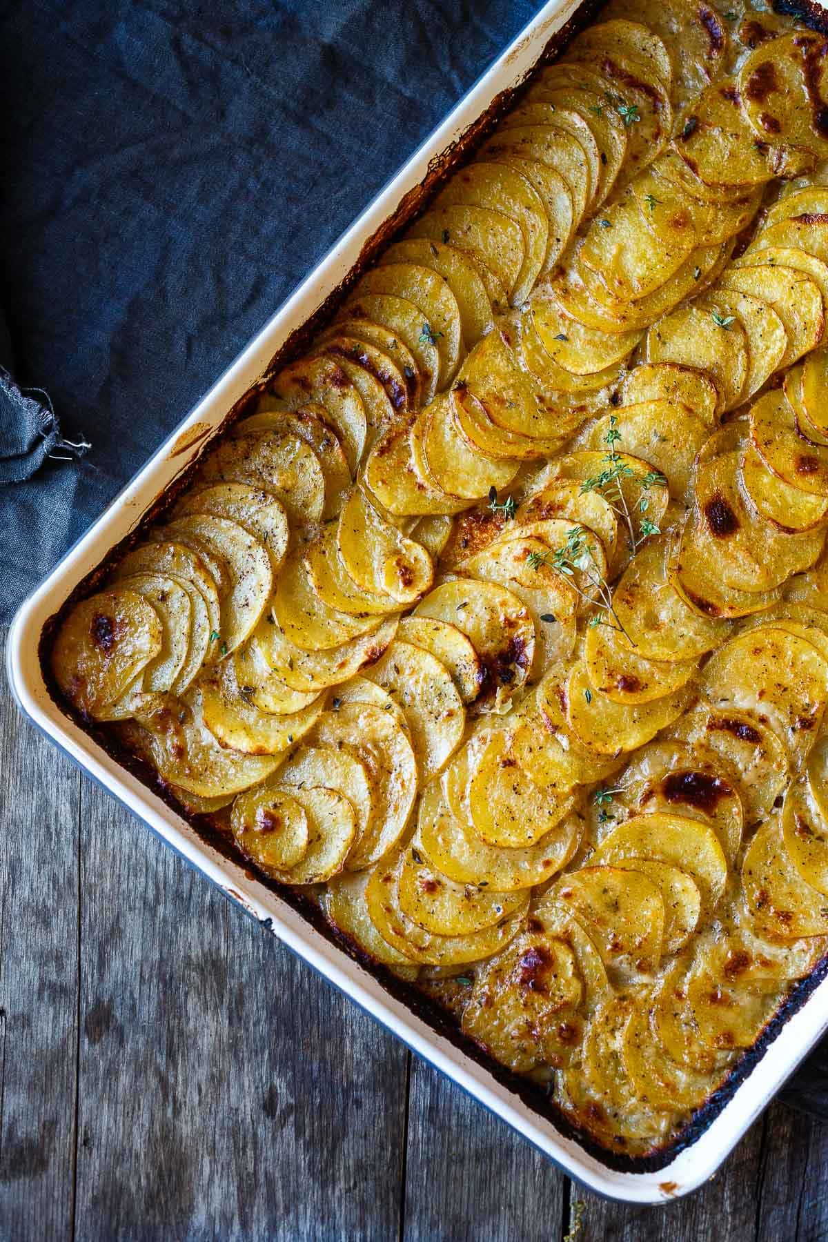 Scalloped potatoes made in a sheet pan