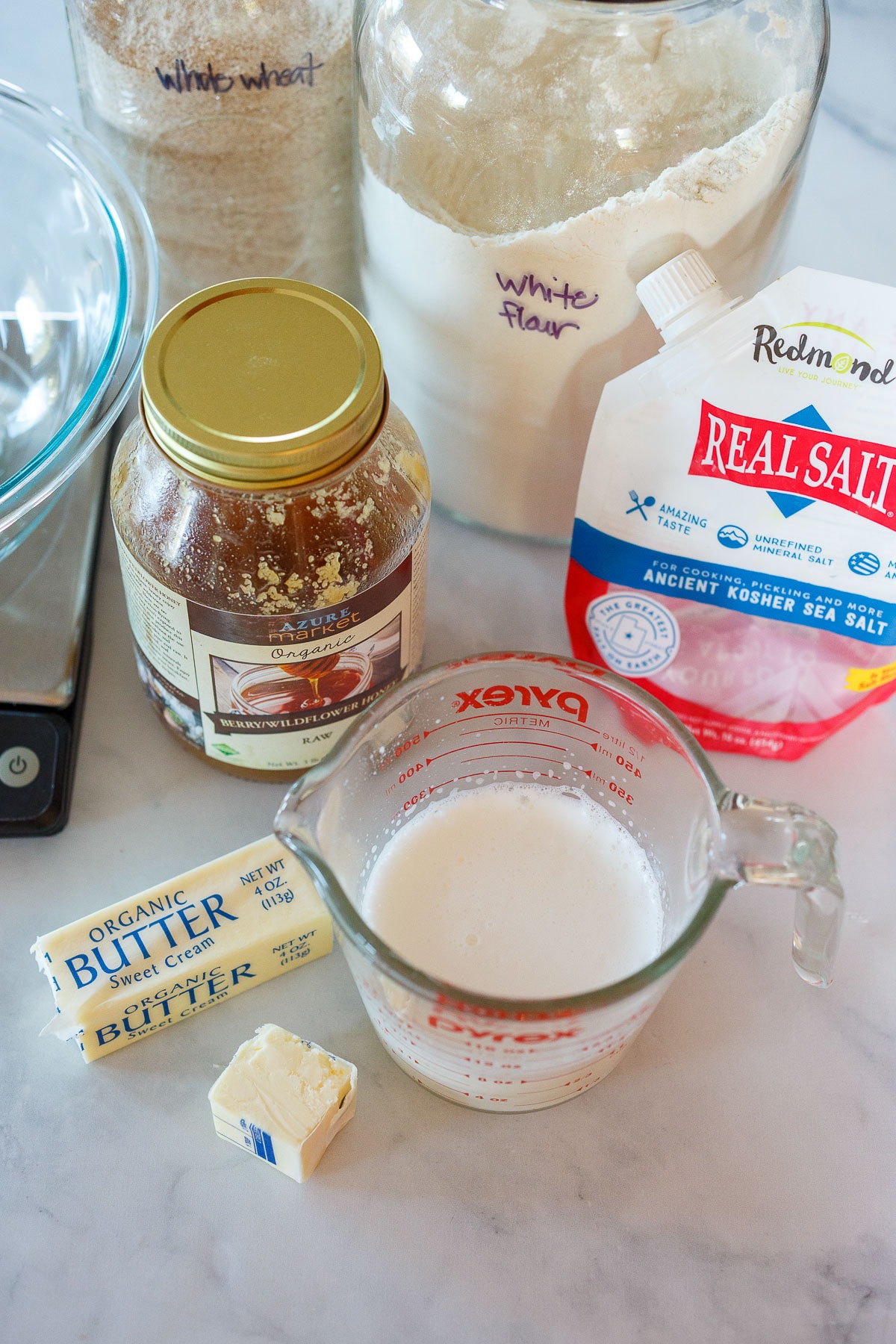 ingredients in sourdough rolls.