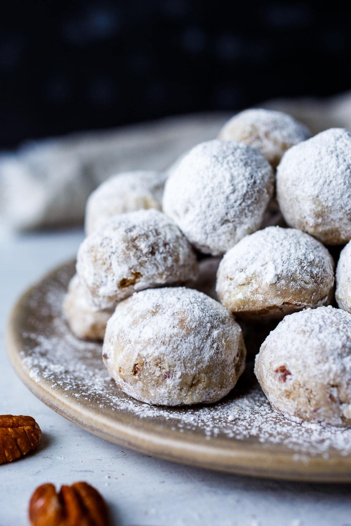 Snowball cookies on a platter