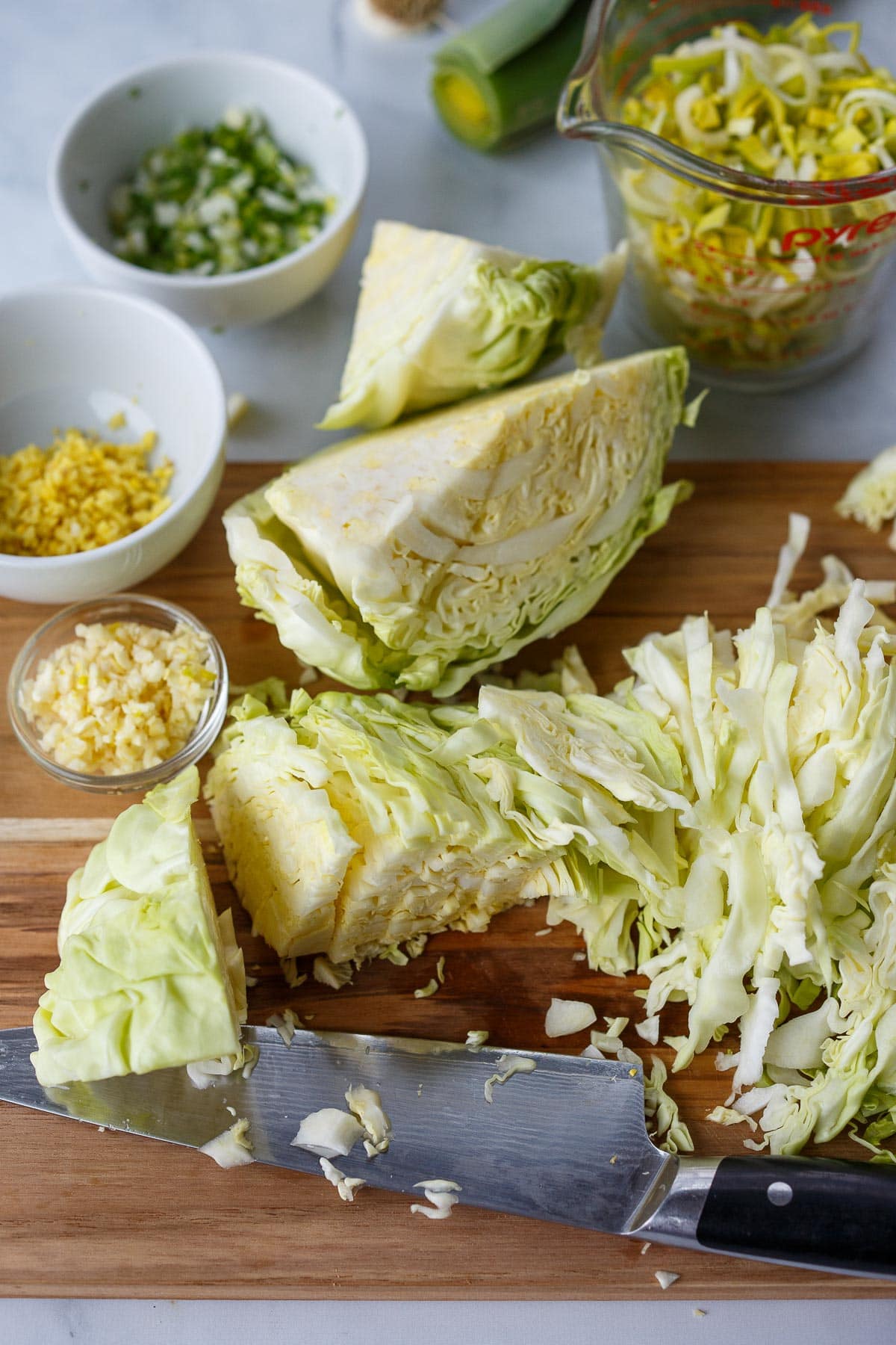 Chopped cabbage.