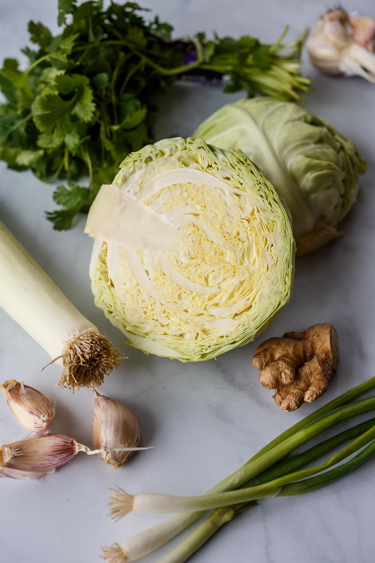 Ingredients in cabbage pan