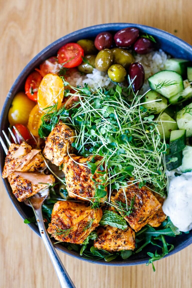 Greek Salmon Rice Bowls Feasting At Home