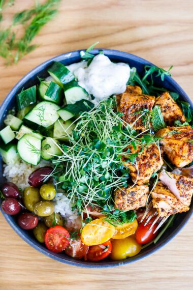Greek Salmon Rice Bowls | Feasting At Home