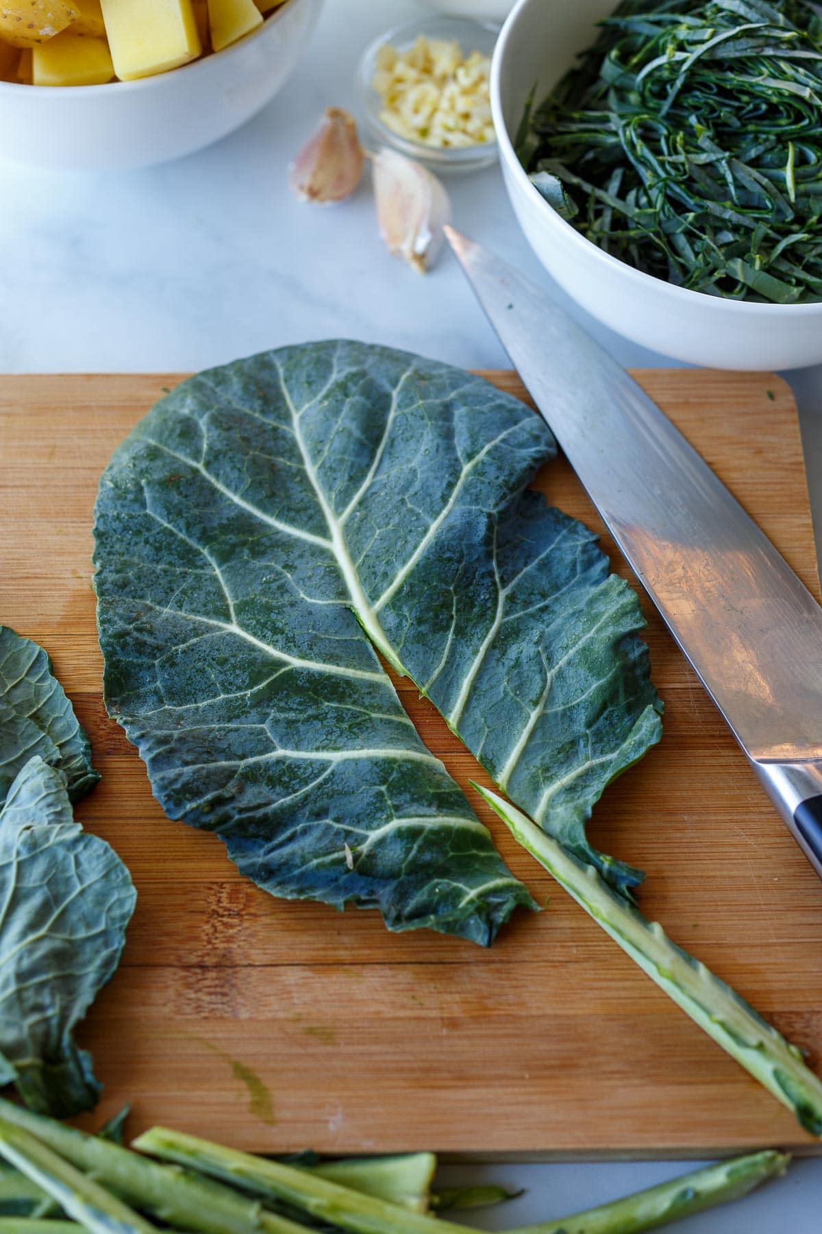 Collard green with rib cut out.