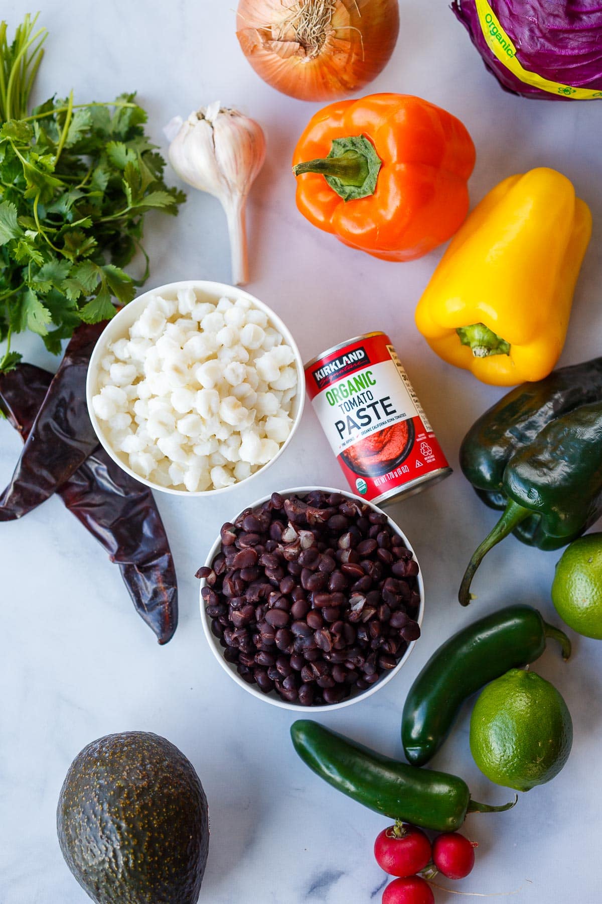 Ingredients in Vegan Pozole.