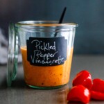 pickled Pepper vinaigrette in a weck jar