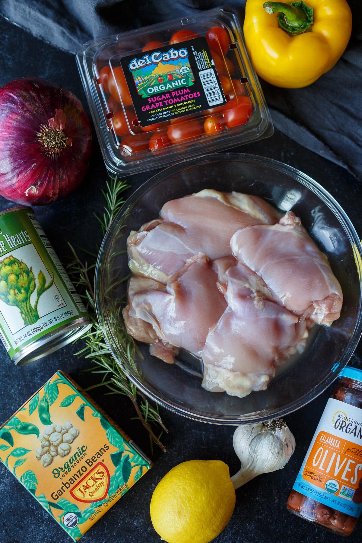 Ingredients in Mediterranean Chicken.