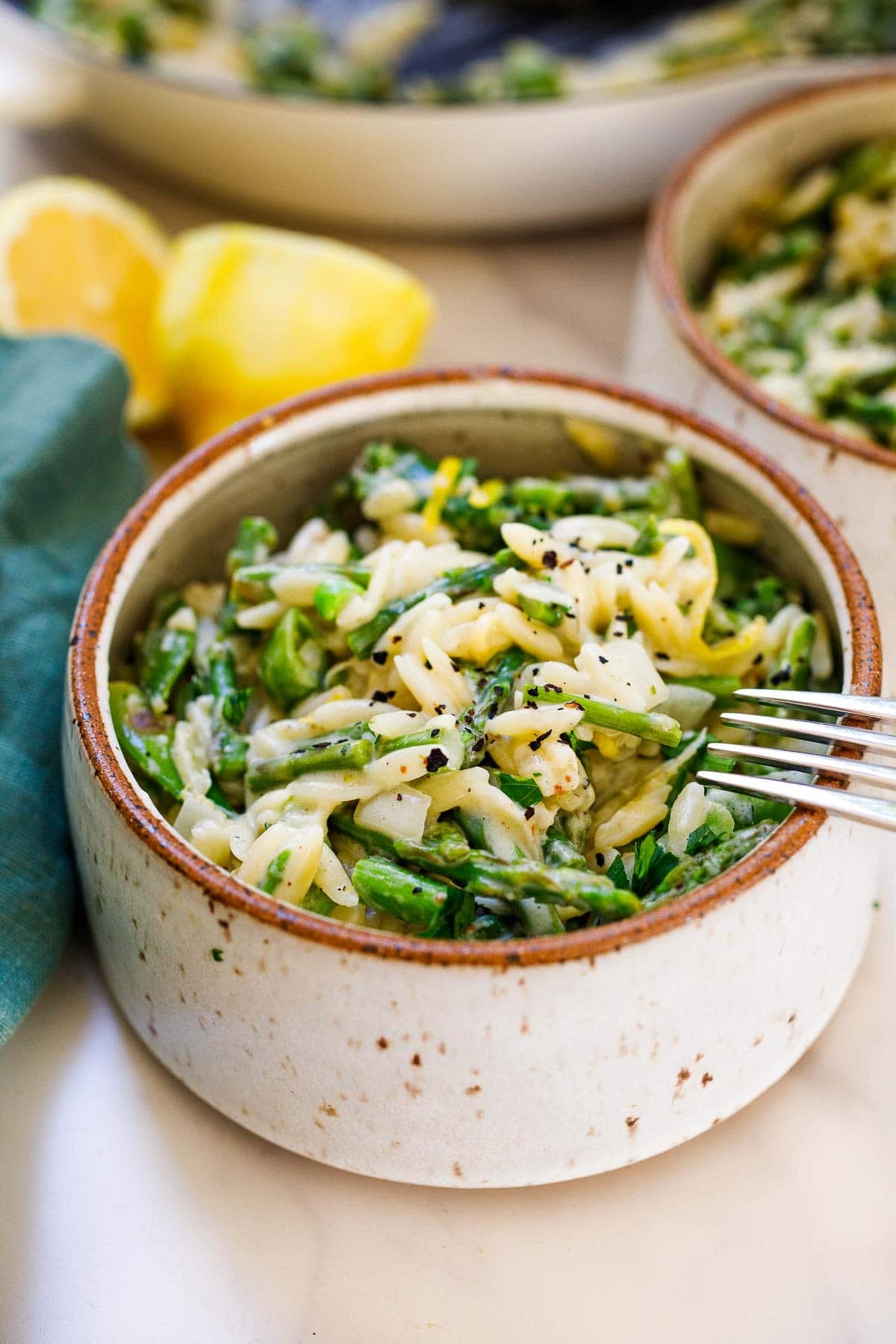 Spring orzo with asparagus and lemon.