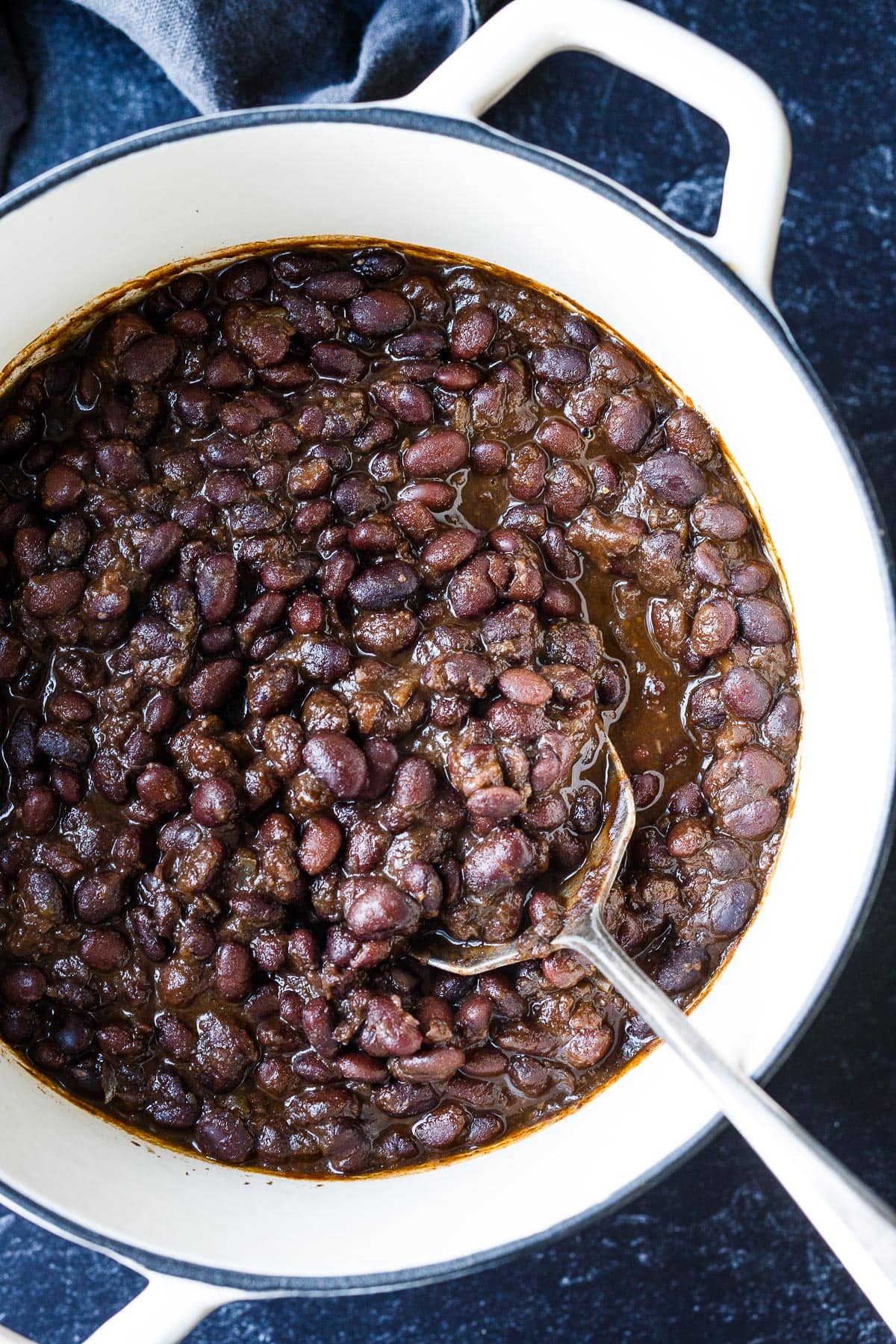 cooked beans in a pot