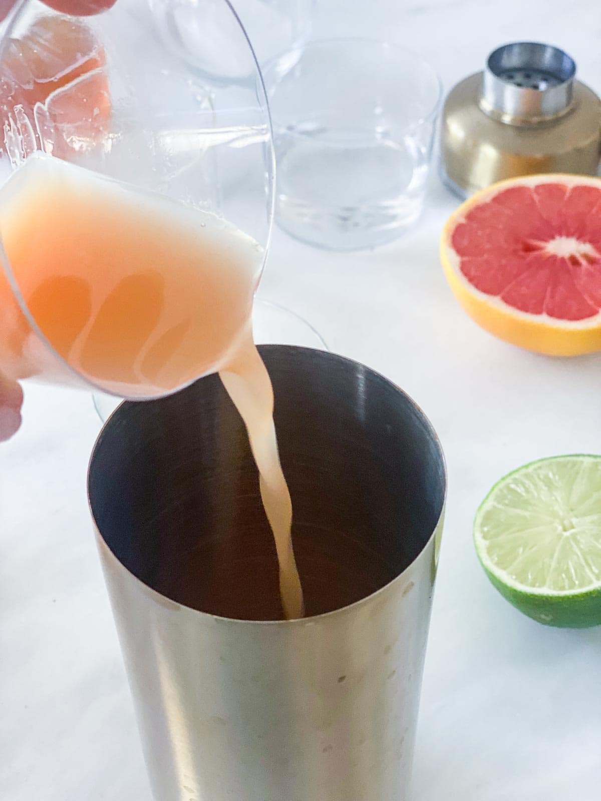 mixing the cocktail. 