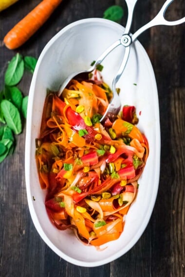 Moroccan Carrot Salad with Pistachios and Mint- a simple delicious spring salad that is full of flavor. Vegan and Gluten Free! 