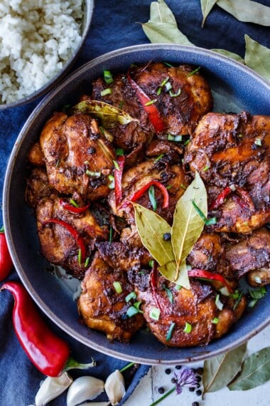 Bursting with flavor, Filipino Chicken Adobo is easy to make, with simple ingredients- perfect for meal prep or weeknight dinners!
