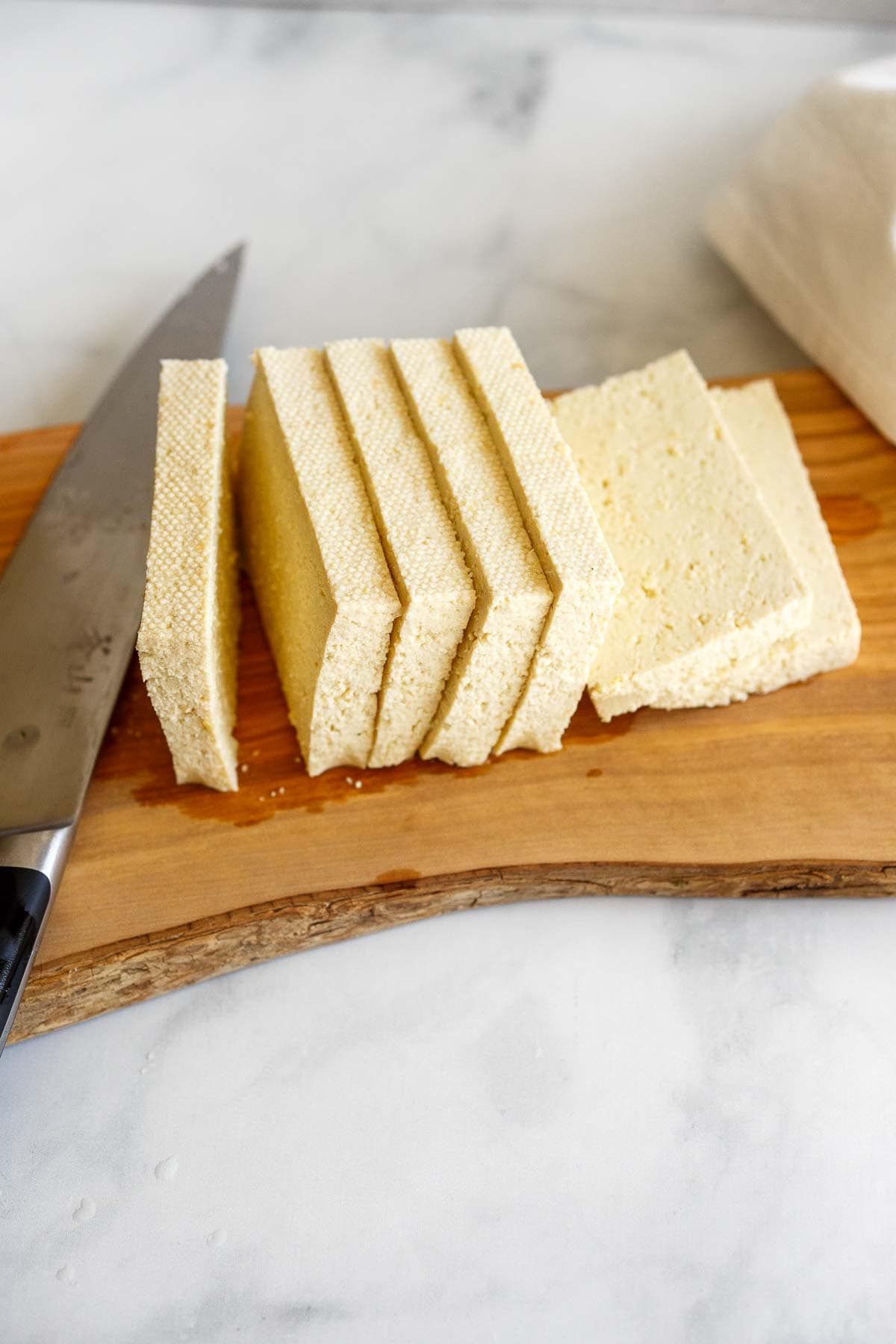 Slicing tofu.