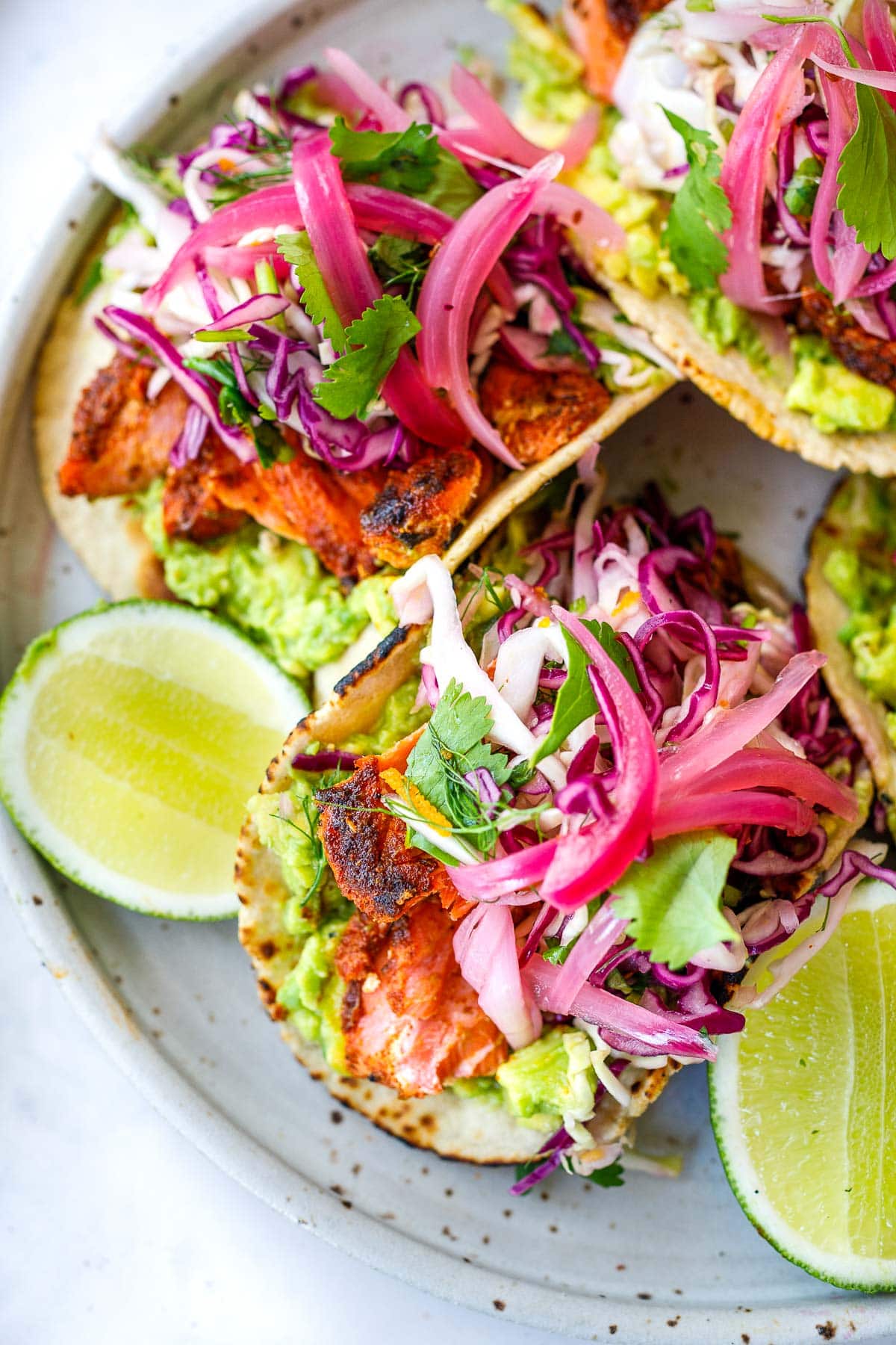  Salmon Tacos on a plate