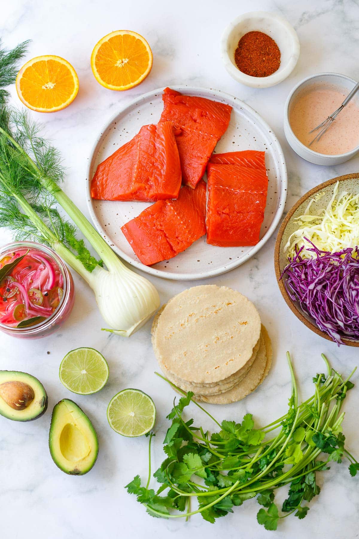Ingredeints In salmon tacos
