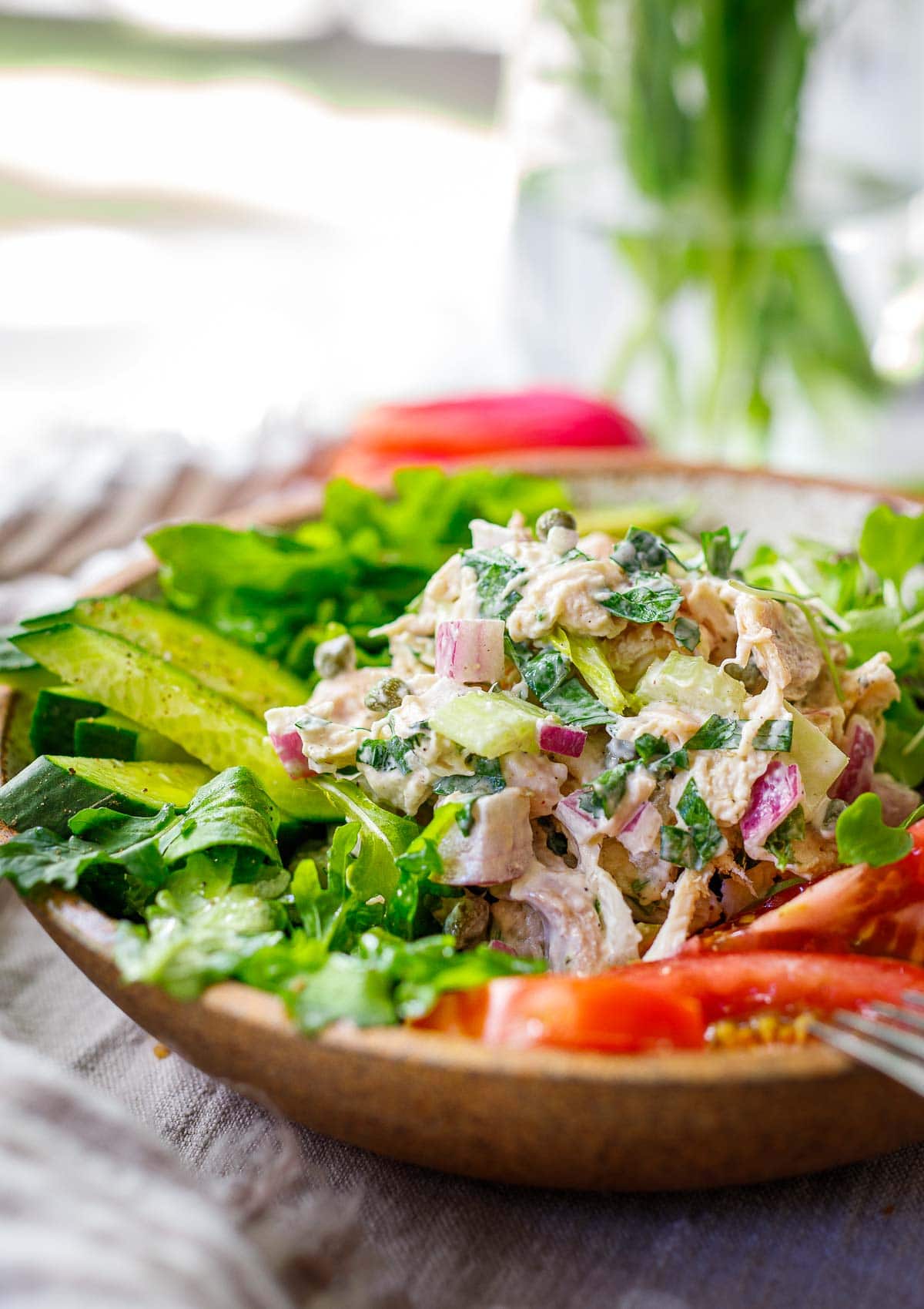 The best recipe for Chicken Salad that is easy to make and full of flavor! Make it with leftover chicken- a tasty way to repurpose it into a different meal!