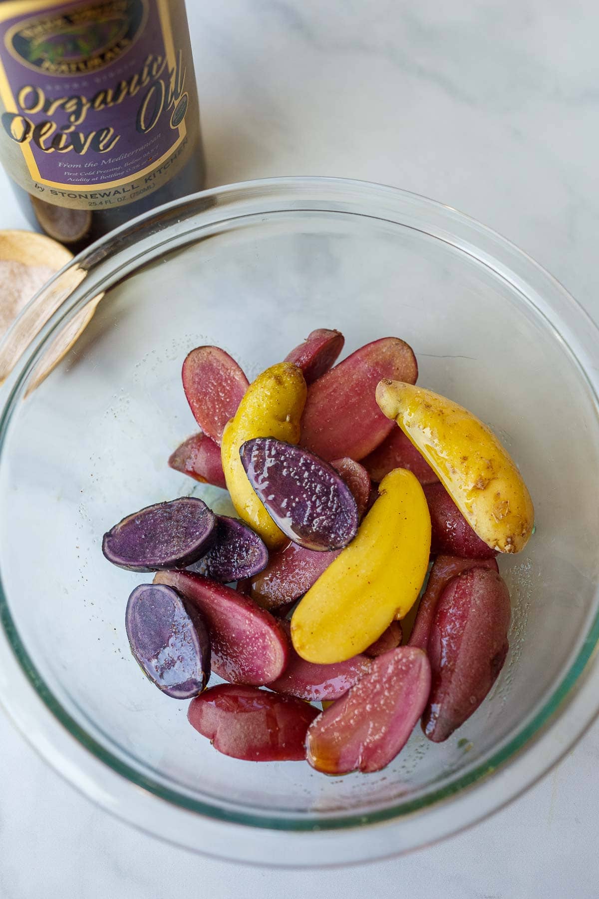 prepping potatoes.