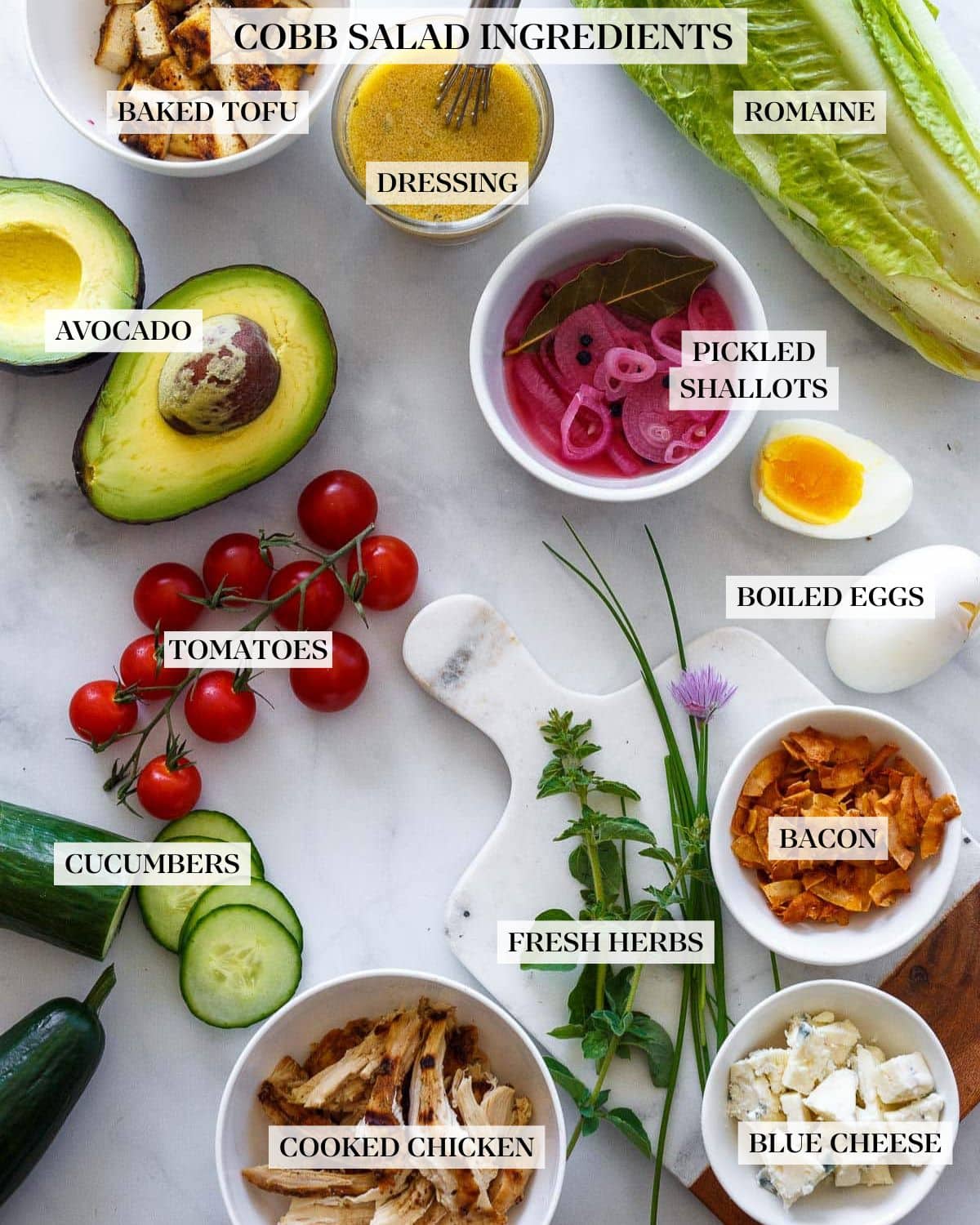 Cobb Salad Ingredients.
