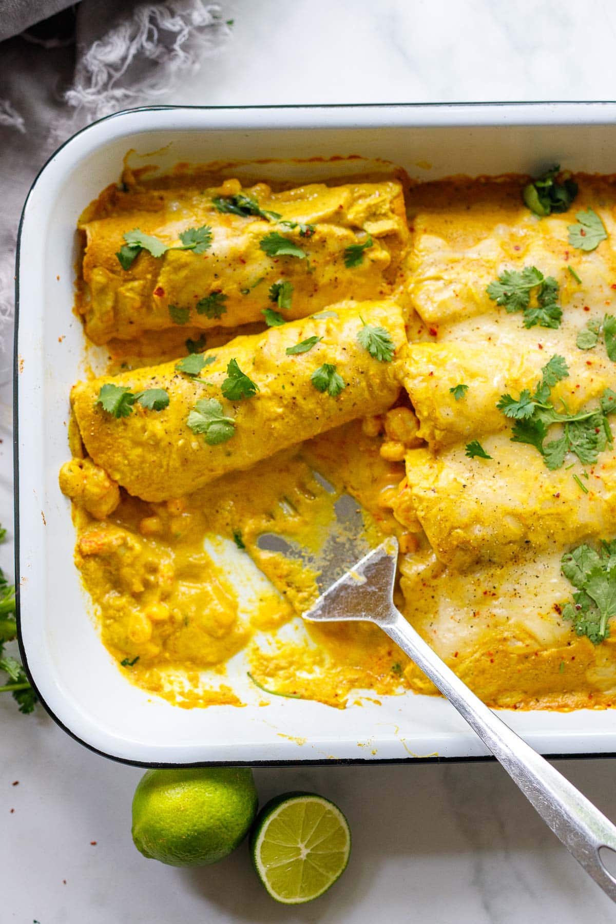 Creamy Shrimp Enchiladas with Yellow  Mole Sauce