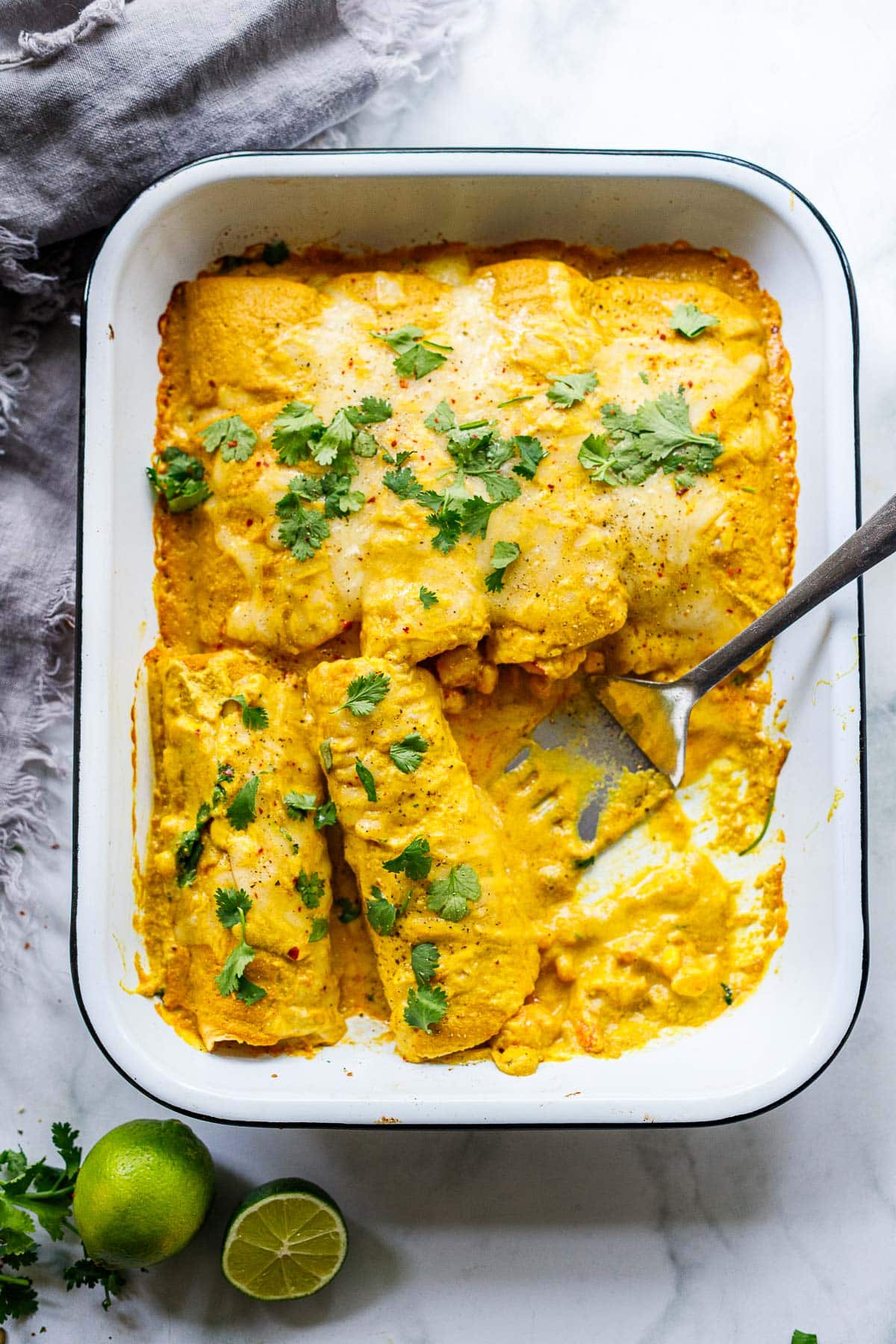 Shrimp Enchiladas with Yellow Mole Sauce