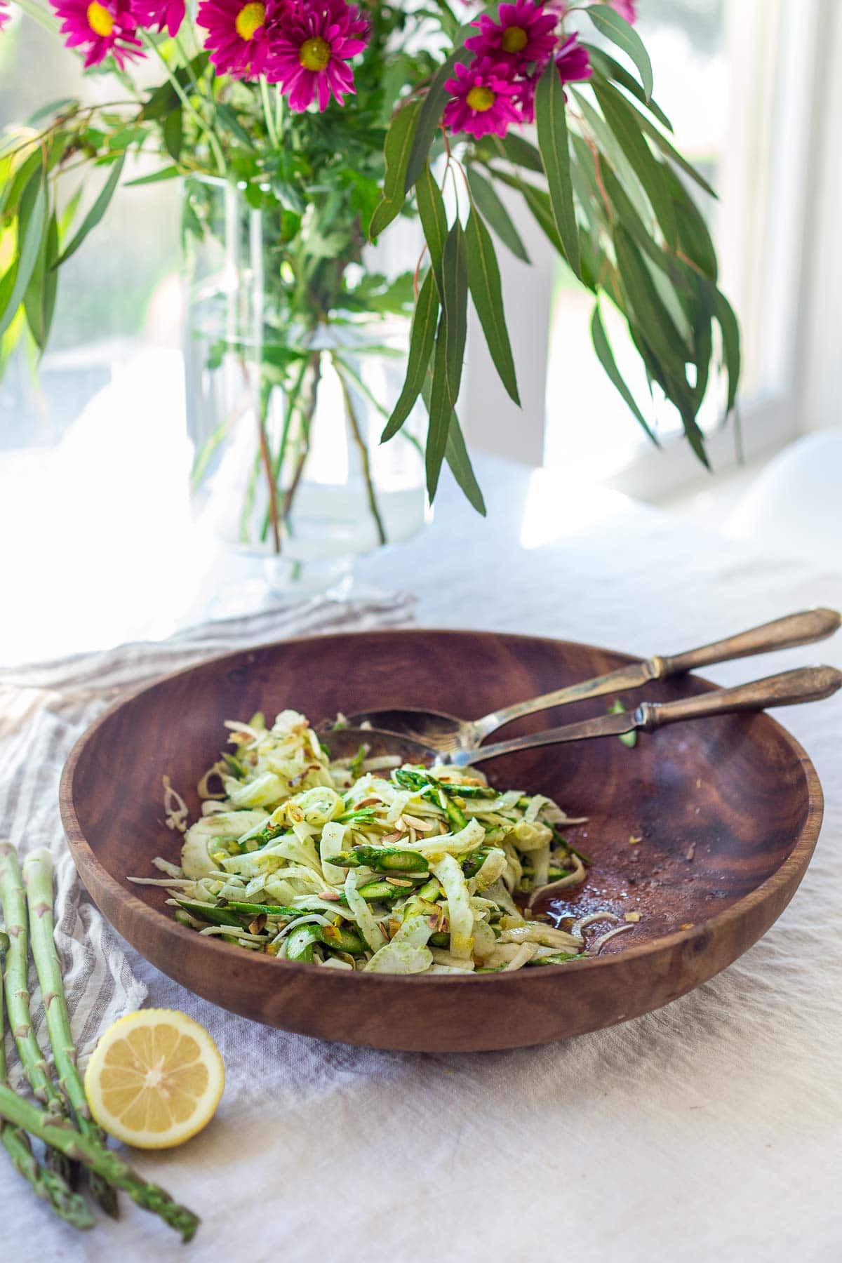 Asparagus salad in a bowl. 