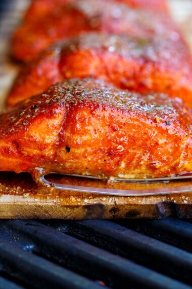The smoky flavor of cedar helps make this salmon dish the easiest and tastiest you've ever made! Cedar Plank Salmon is easy, delicious and healthy! Salmon is infused with subtle smoke using a cedar plank on the grill—no fuss, with easy clean up.
