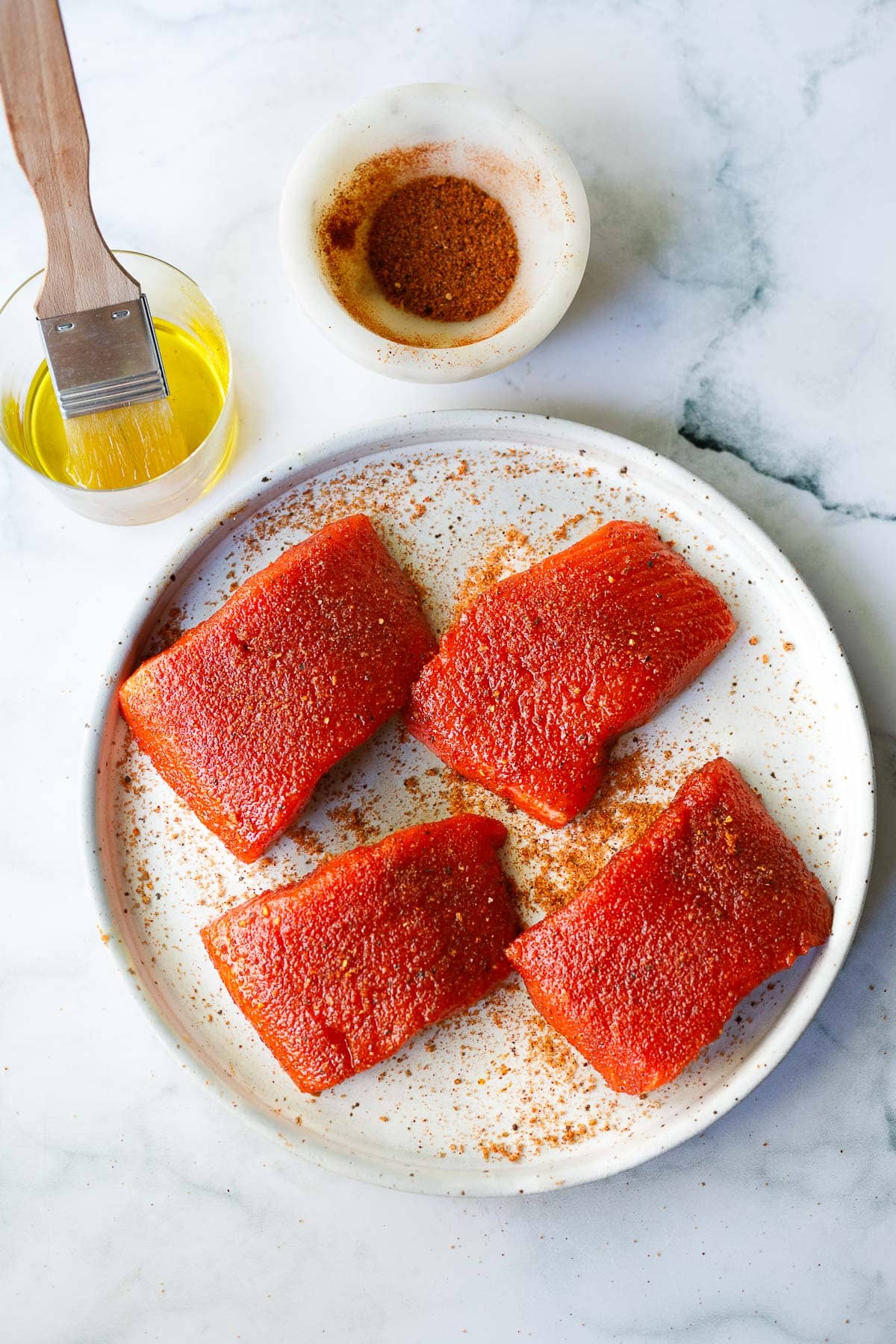 seasoned salmon.
