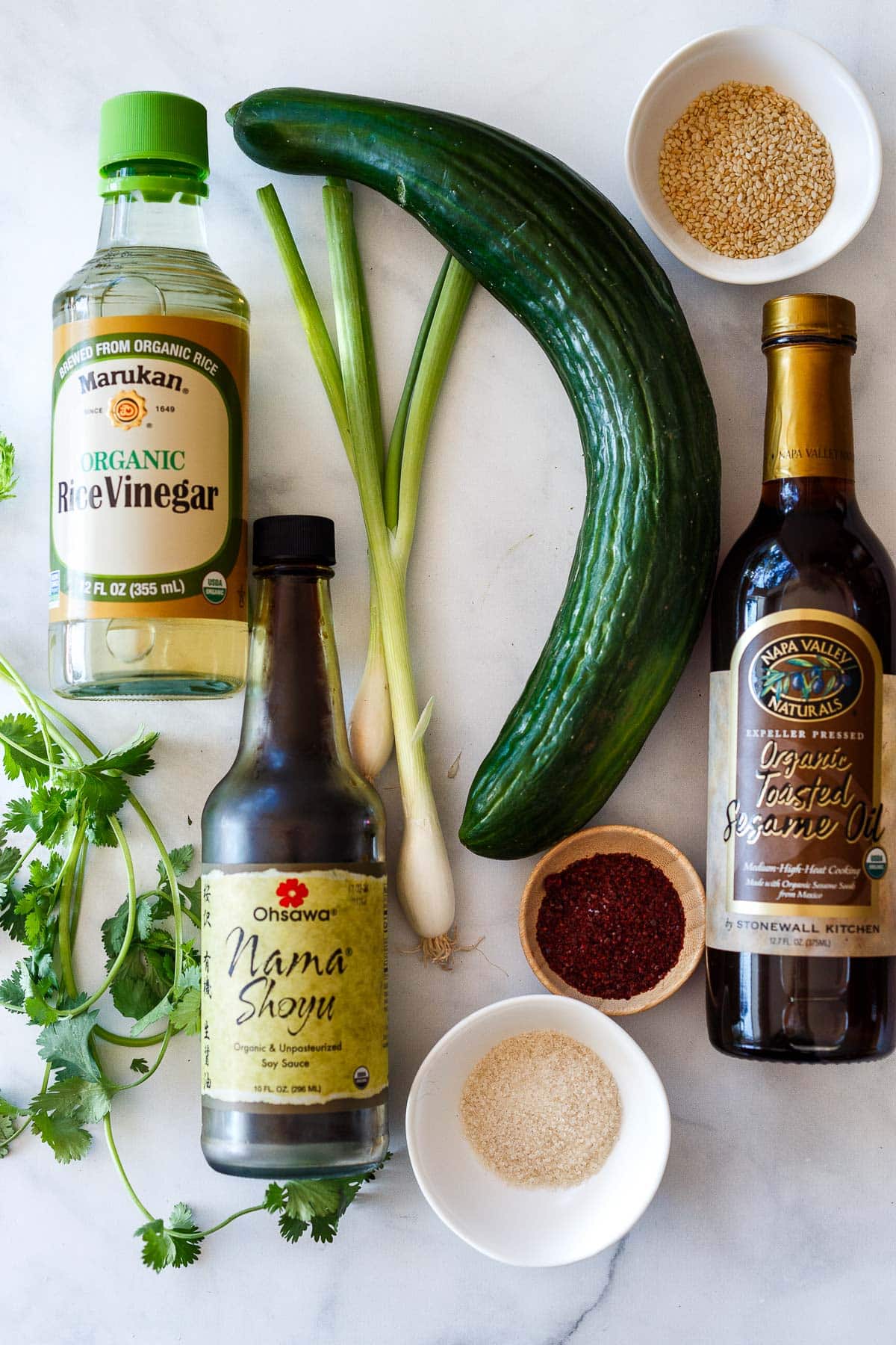 Ingredients for Korean Cucumber Salad.