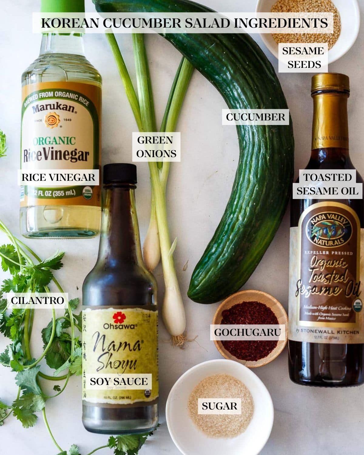 Ingredients for Korean Cucumber Salad.