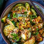 Korean Cucumber Salad (Oi Muchim) is crunchy, cool, and refreshing. An easy-to-make Korean cucumber side dish that is healthy and delicious.