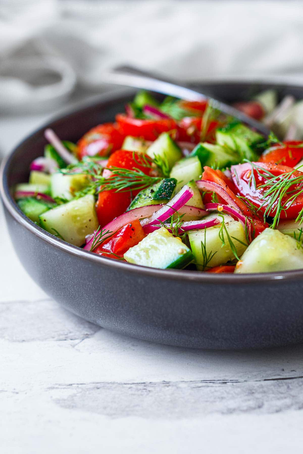 Tomato with cucumber salad. 