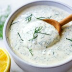 This luscious creamy Dill Sauce is fresh and flavorful- perfect for salmon, veggies, or use it as a dip. It's made with simple ingredients and only takes only 5 minutes to make.