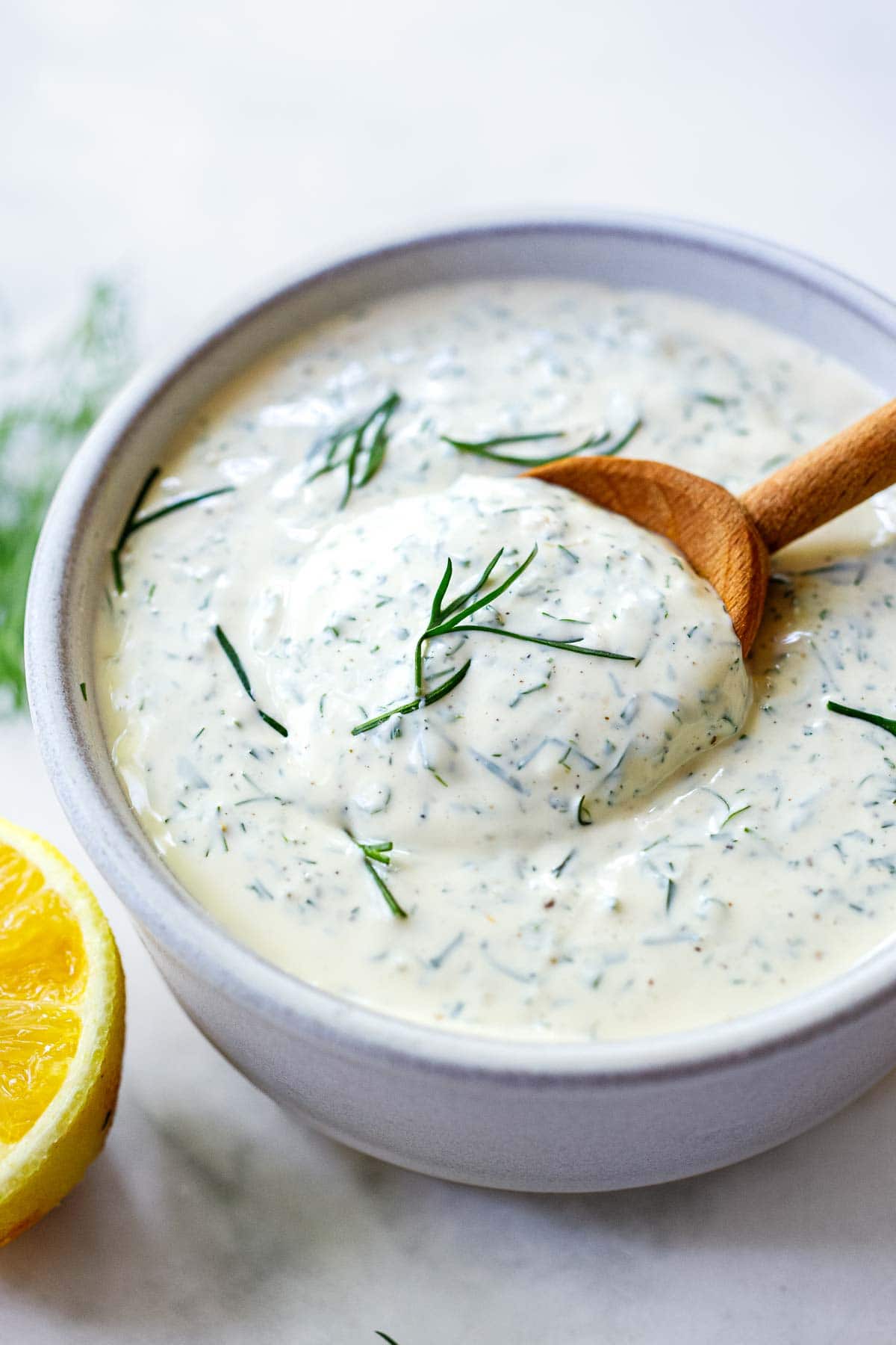 This luscious creamy Dill Sauce is fresh and flavorful- perfect for salmon, veggies, or use it as a dip. It's made with simple ingredients in under five minutes!