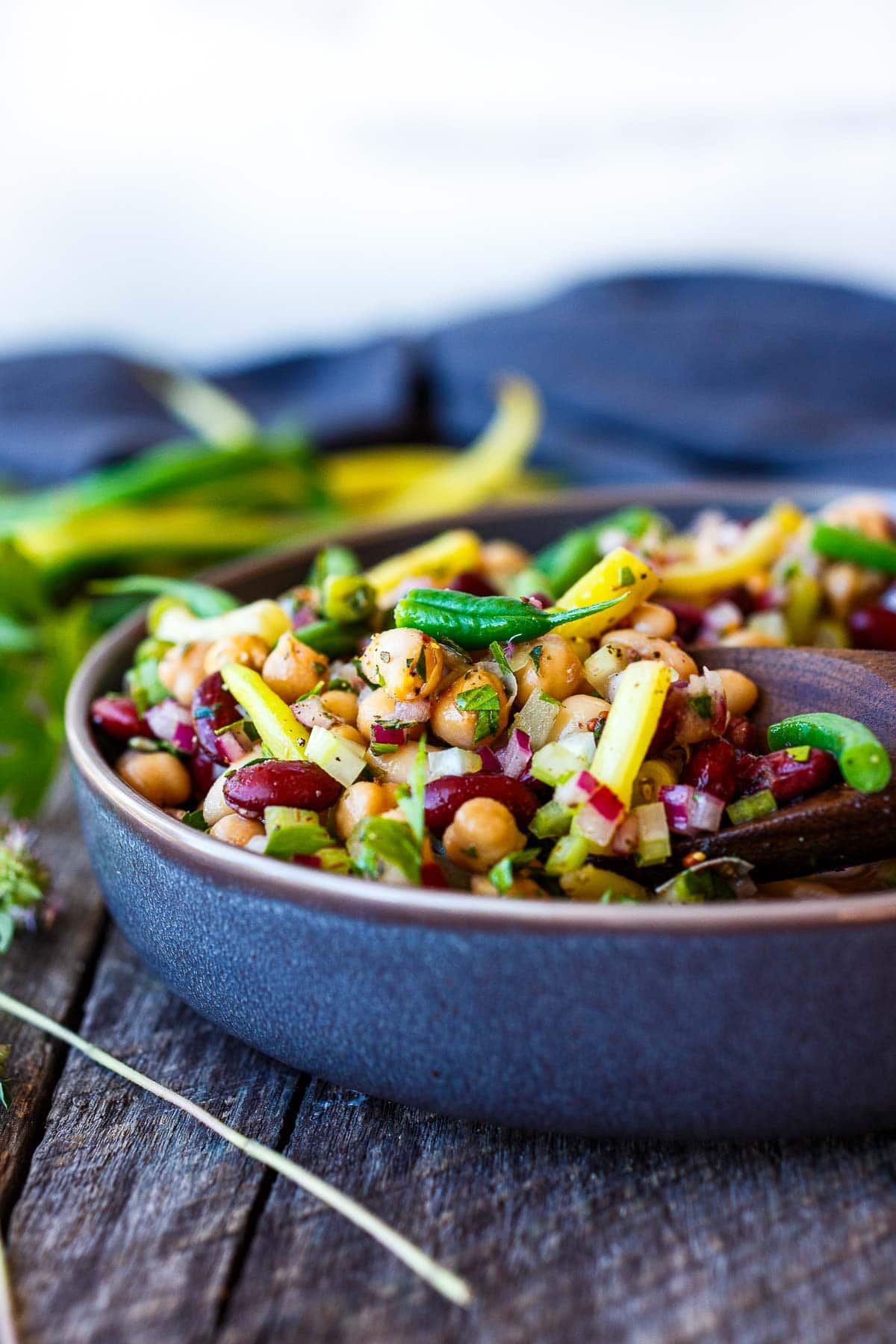 3 Bean Salad in a bowl. 