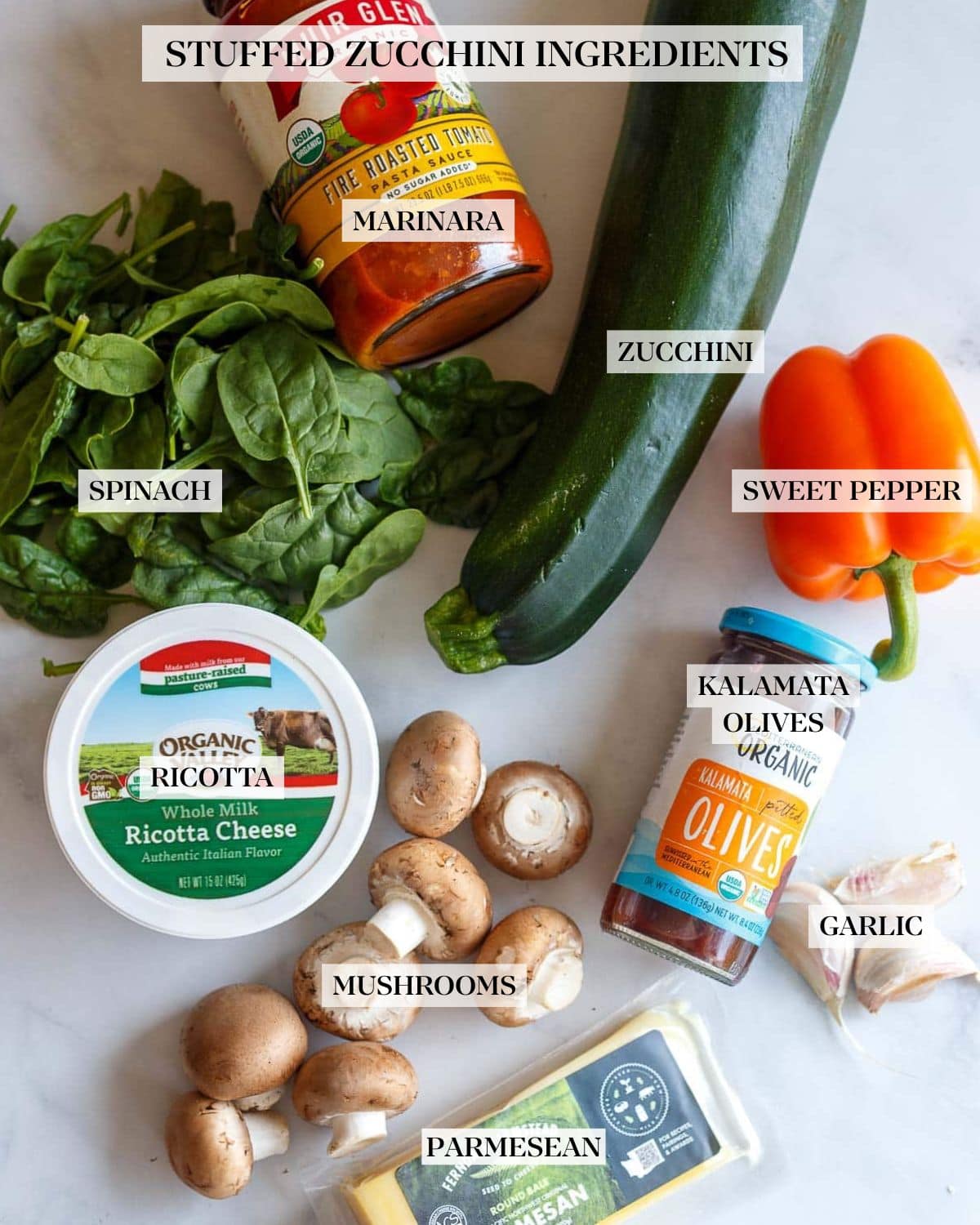 Ingredients in Stuffed Zucchini.