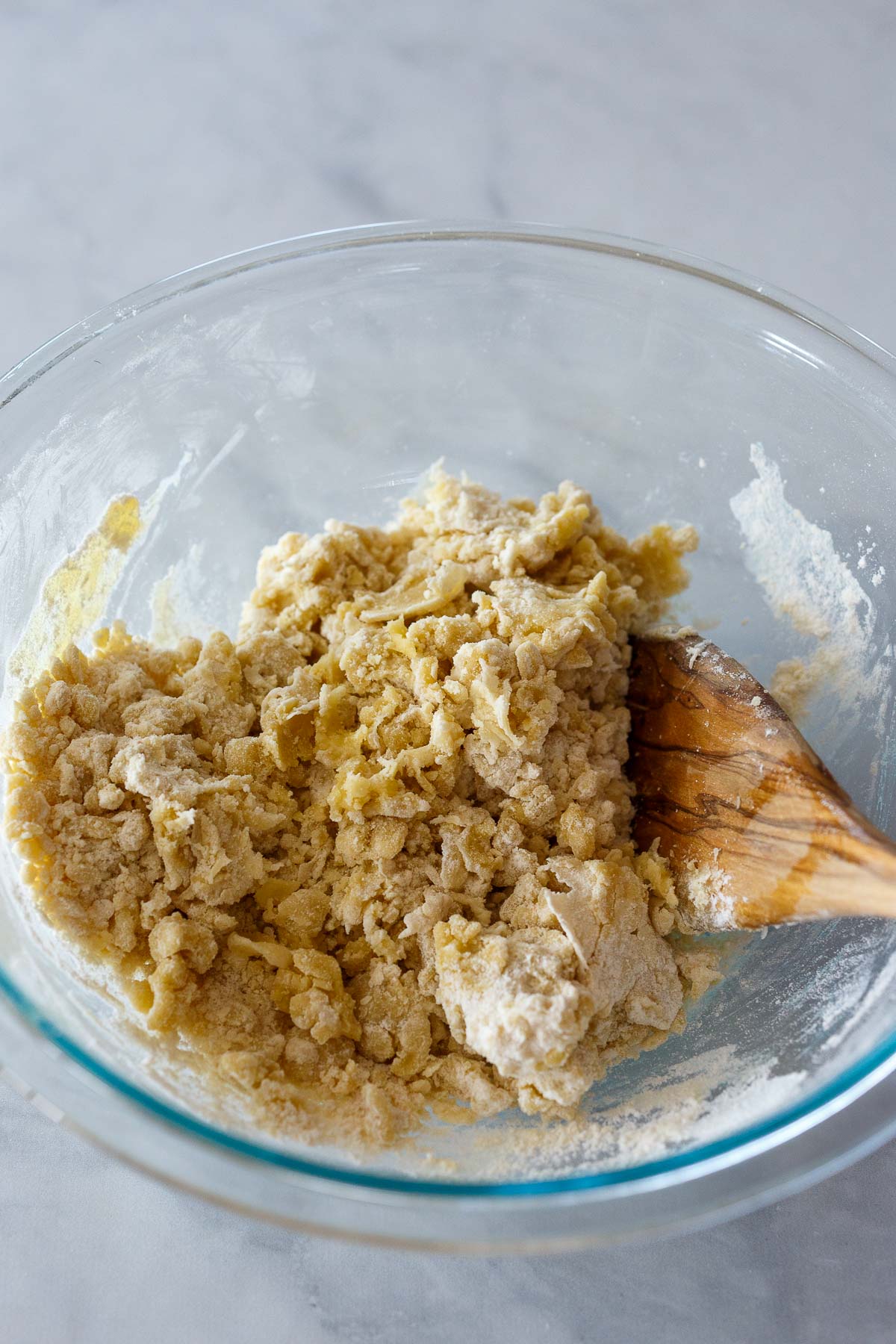 Olive oil pastry dough in a bowl for Tomato Tart.