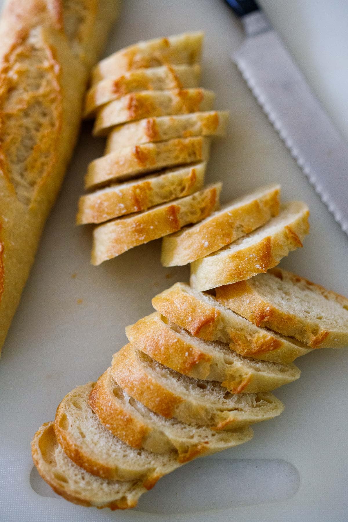 Baguette sliced into 1/2 inch pieces