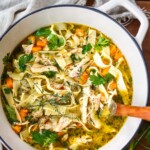 Homemade Chicken Noodle Soup is easy to make and the ultimate comfort food full of immune boosting properties. Healthy, satisfying and comes together in less than an hour!