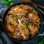 This Persian Chicken recipe is so flavorful and comforting! The savory, tender chicken and basmati rice are infused with fragrant Baharat spice - a delightful one-pan dinner that comes together quickly and easily!